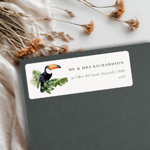 Etiqueta Chic Elegant Tropical RainForest Toucan Endereço