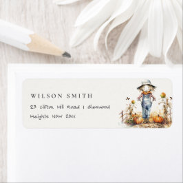 Etiqueta Chic Fall Pumpkin Scarecrow Harvest Kid Endereço