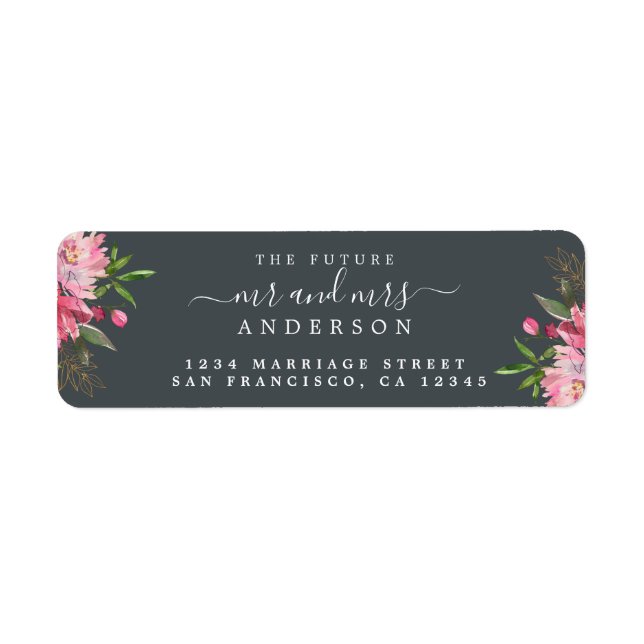 Etiqueta Chic Floral Future Sr. Wedding Return Endereço (Frente)
