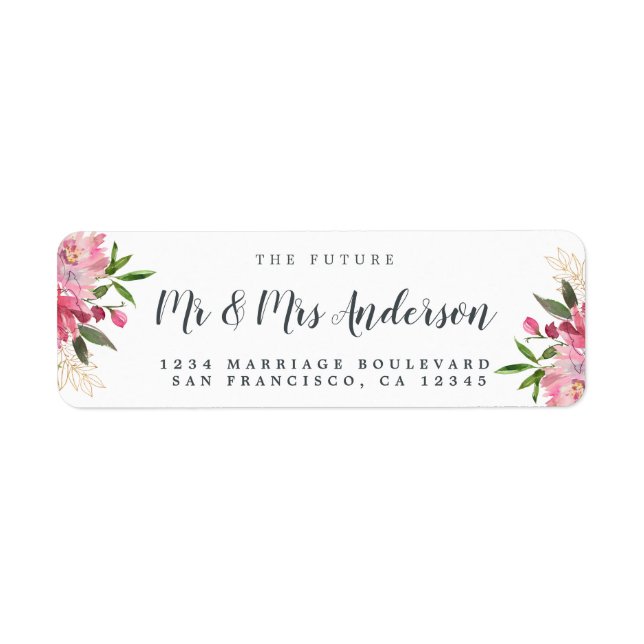 Etiqueta Chic Floral Future Sr. Wedding Return Endereço (Frente)