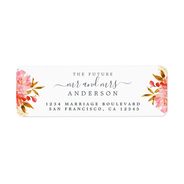 Etiqueta Chic Floral Future Sr. Wedding Return Endereço (Frente)