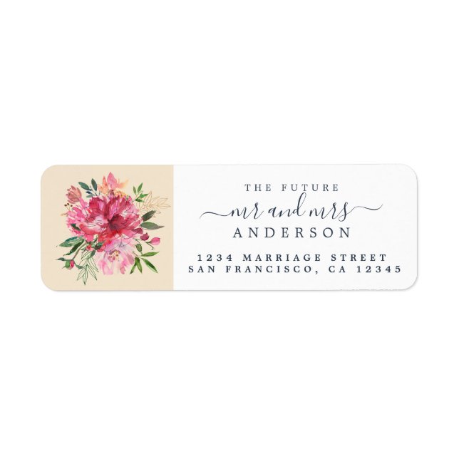 Etiqueta Chic Floral Sr. Monograma Endereço de Devolução de (Frente)