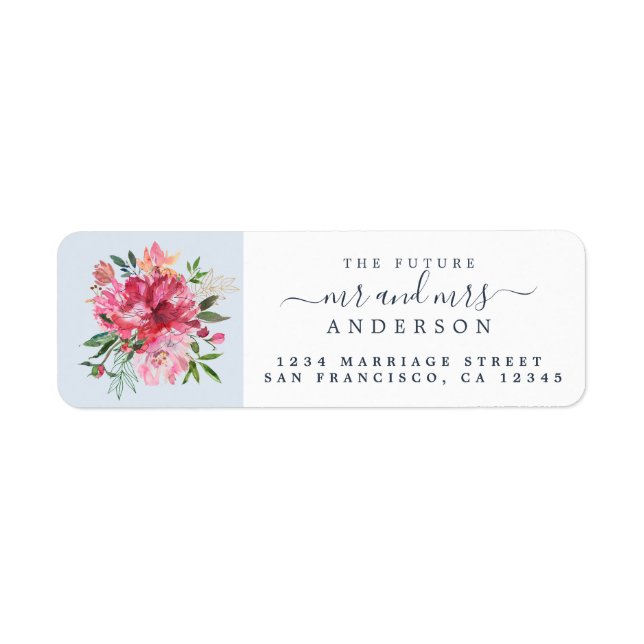 Etiqueta Chic Floral Sr. Monograma Endereço de Devolução de (Frente)