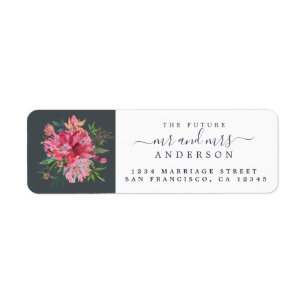 Etiqueta Chic Floral Sr. Monograma Endereço de Devolução de