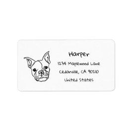 Etiqueta Chic French Bulldog Line Art: Edite seu texto
