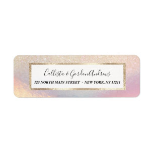 Etiqueta Chic Gold Glitter Iridescent Holographic Gradient