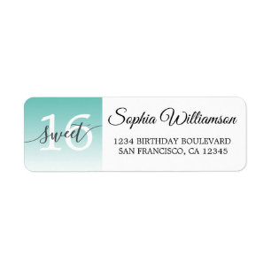 Etiqueta Chic Light Teal Ombre Sweet 16 Birthday Return