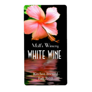 Etiqueta Chic Peach Hibiscus Casa com rótulos de vinho