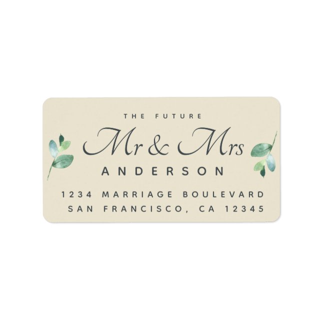 Etiqueta Chic Script Foliage Future Mr. (Frente)