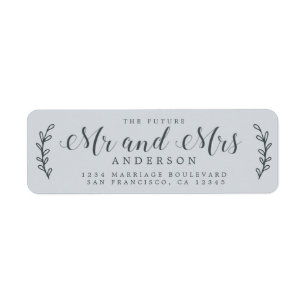 Etiqueta Chic Script Future Mr Mrs Blue Return Address