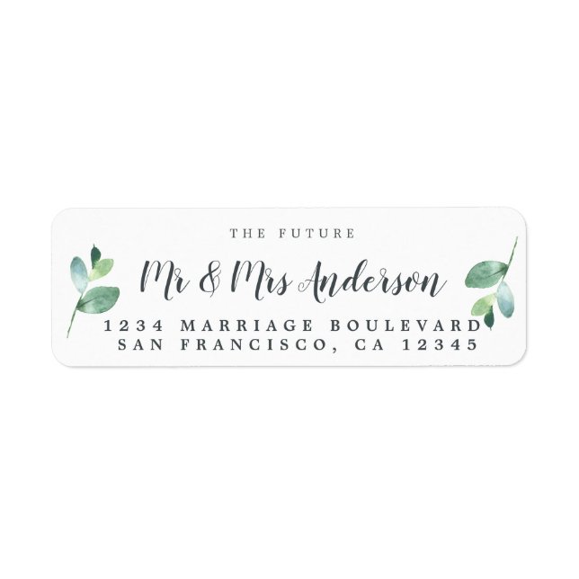 Etiqueta Chic Script Future Sr. Dr. Wedding Return Endereço (Frente)