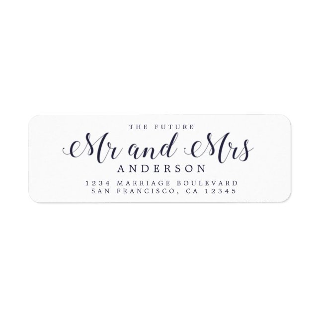 Etiqueta Chic Script Future Sr. Dr. Wedding Return Endereço (Frente)