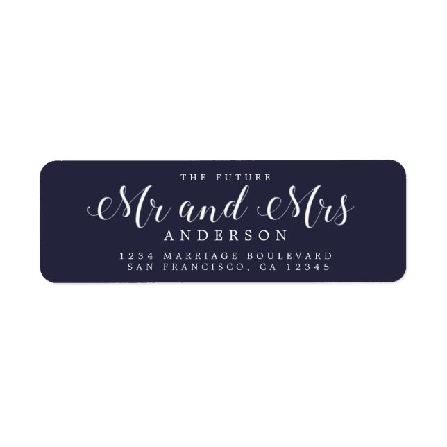 Etiqueta Chic Script Future Sr. Dr. Wedding Return Endereço (Frente)