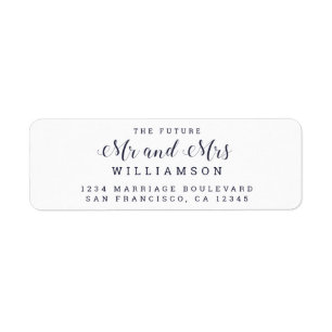Etiqueta Chic Script Future Sr. Wedding Endereço de Regres