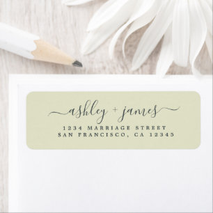 Etiqueta Chic Script Pastel Green Wedding Endereço de Devo