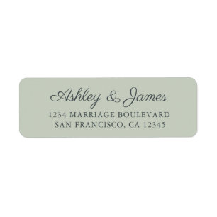 Etiqueta Chic Script Pastel Green Wedding Endereço de Devol