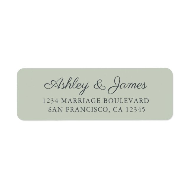 Etiqueta Chic Script Pastel Green Wedding Endereço de Devol (Frente)