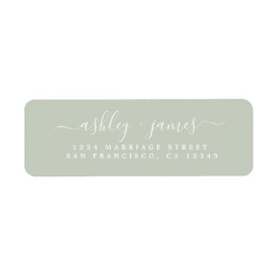 Etiqueta Chic Script Pastel Green Wedding Endereço de Devol