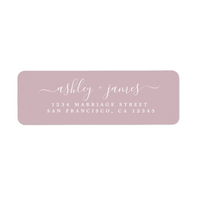 Etiqueta Chic Script Pastel Purple Wedding Endereço de Devo (Frente)