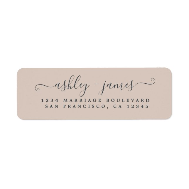 Etiqueta Chic Script Pastel Purple Wedding Endereço de Devo (Frente)
