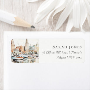 Etiqueta Chic Tampa Florida Skyline Watercolor Address
