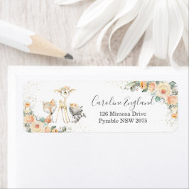 Etiqueta Chic Yellow Floral Woodland Animal Endereço De Dev