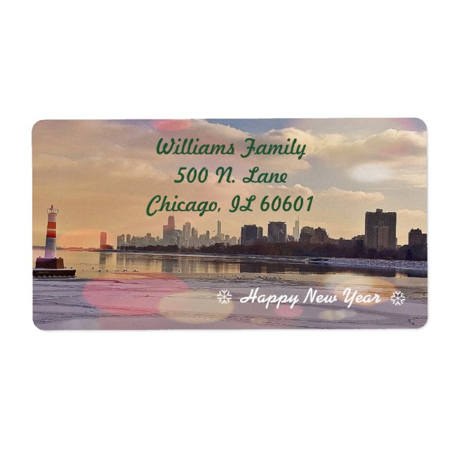 Etiqueta Chicago Skyline (Frente)