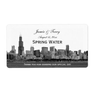 Etiqueta Chicago Skyline Etch H Garrafa de Água