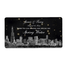 Etiqueta Chicago Skyline nº 2 Black Dourada Star H Garrafa 