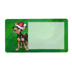 Etiqueta Chihuahua Christmas sobre o verde