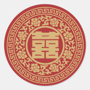 Etiqueta chinesa do casamento da felicidade dobro