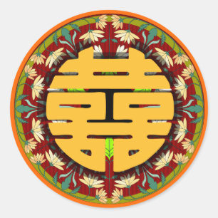 Etiqueta chinesa do casamento da felicidade dobro