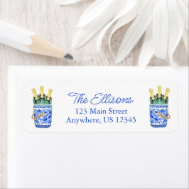 Etiqueta Chinoiserie Watercolor Wine Balde Return Address