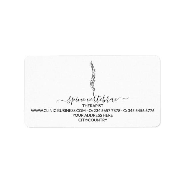 Etiqueta Chiropractor Licensed Massage Therapist (Frente)