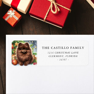 Etiqueta Chocolate Castanho Pomerânia Endereço de Natal