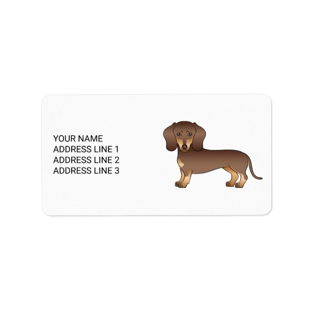 Etiqueta Chocolate E Marrom Claro Dachshund De Pelo Curto & (Frente)