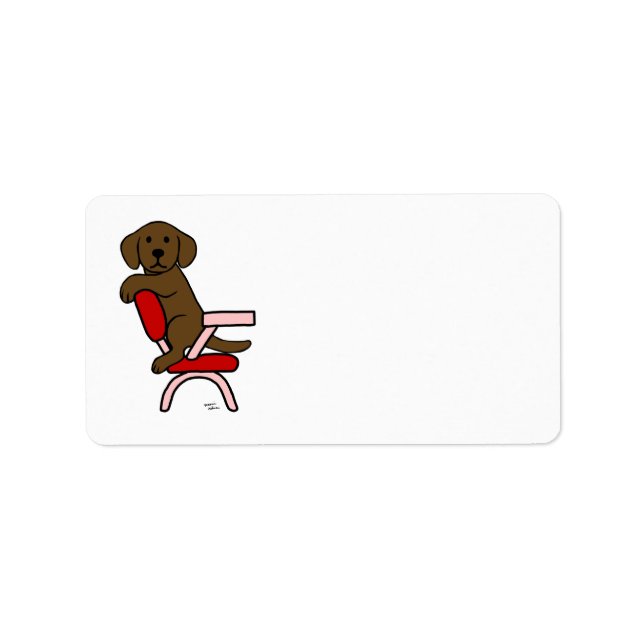 Etiqueta Chocolate Labrador Estudante 3 Cartoon (Frente)