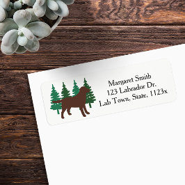 Etiqueta Chocolate Labrador Evergreen Return Address