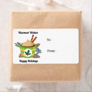 Etiqueta Chocolate Quente de Natal Cacau Verde Branco