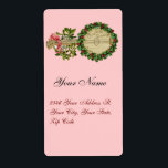 ETIQUETA CHRISTMAS BANJO COM MISTLETOS E HOLLY BERRIES<br><div class="desc">Design de colheita ornamental elegante para etiquetas de presentes.</div>