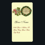ETIQUETA CHRISTMAS BANJO COM MISTLETOS E HOLLY BERRIES<br><div class="desc">Design de colheita ornamental elegante para etiquetas de presentes.</div>