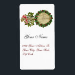 ETIQUETA CHRISTMAS BANJO COM MISTLETOS E HOLLY BERRIES<br><div class="desc">Design de colheita ornamental elegante para etiquetas de presentes.</div>