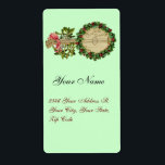 ETIQUETA CHRISTMAS BANJO COM MISTLETOS E HOLLY BERRIES<br><div class="desc">Design de colheita ornamental elegante para etiquetas de presentes.</div>