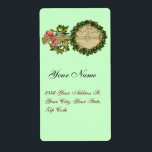 ETIQUETA CHRISTMAS BANJO COM MISTLETOS E HOLLY BERRIES<br><div class="desc">Design de colheita ornamental elegante para etiquetas de presentes.</div>