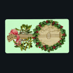 ETIQUETA CHRISTMAS BANJO COM MISTLETOS E HOLLY BERRIES<br><div class="desc">Design de colheita ornamental elegante para etiquetas de presentes.</div>