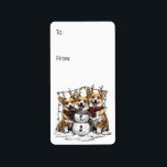 Etiqueta Christmas Corgi Dogs Snowman<br><div class="desc">Ótima ilustração dos cães Corgi vestidos para o Natal. Perfeito para amantes de animais de estimação ou pais de cães durante o feriado.</div>