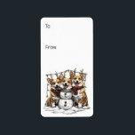 Etiqueta Christmas Corgi Dogs Snowman<br><div class="desc">Ótima ilustração dos cães Corgi vestidos para o Natal. Perfeito para amantes de animais de estimação ou pais de cães durante o feriado.</div>