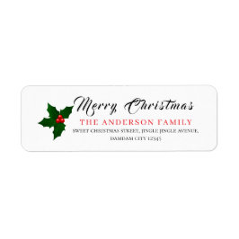 Etiqueta Christmas Floral Elegant Simple Return Address