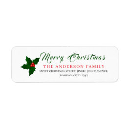 Etiqueta Christmas Floral Elegant Simple Return Address