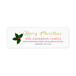 Etiqueta Christmas Floral Elegant Simple Return Address